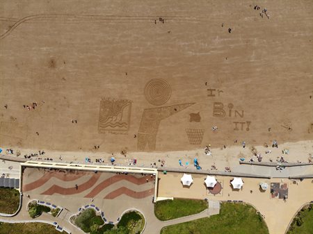 Bin It! sand art aerial view